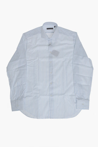 Two-Tone Striped Shirt With French Collar