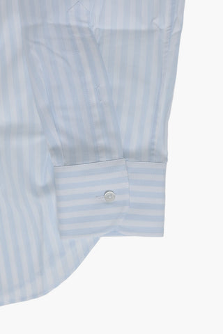 Two-Tone Striped Shirt With French Collar