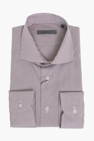 Striped Cotton-Blend Shirt with French Collar