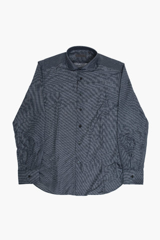 Camicia in Jersey di Cotone a Righe Hairline con Collo Francese