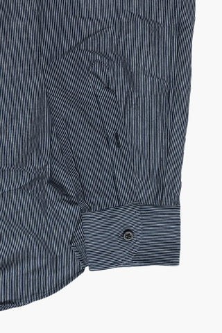 Camicia in Jersey di Cotone a Righe Hairline con Collo Francese