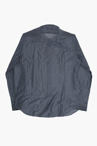 Camicia in Jersey di Cotone a Righe Hairline con Collo Francese
