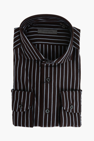 Striped Lightweight Cotton Shirt with French Collar