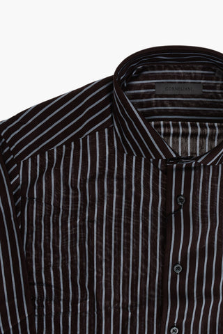 Striped Lightweight Cotton Shirt with French Collar