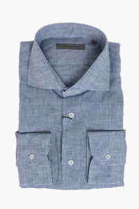 Solid Linen Shirt with French Collar