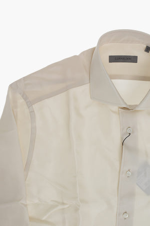 Camicia in Seta a Tinta Unita con Collo Francese