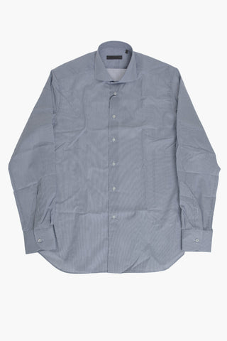 Hairline-Striped Shirt with French Collar