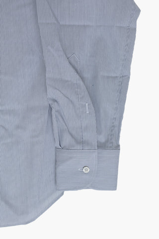 Hairline-Striped Shirt with French Collar