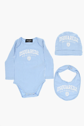 Cotton Baby Set With Hat, Bodysuit And Bib