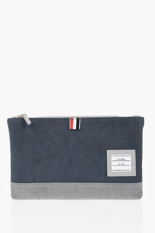Ribbed Velour Envelope Bag with Zip Closure