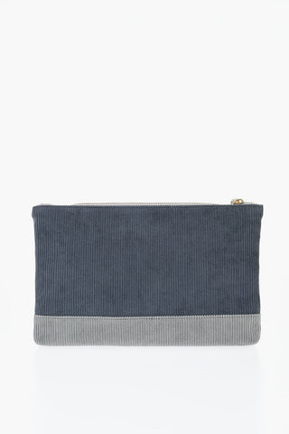 Ribbed Velour Envelope Bag with Zip Closure