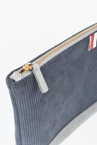 Ribbed Velour Envelope Bag with Zip Closure