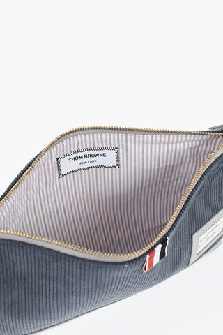 Ribbed Velour Envelope Bag with Zip Closure