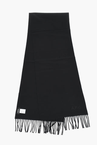 Wool Scarf with Fringed Hem