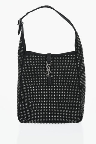 Borsa a Spalla in Tessuto con Strass All-Over