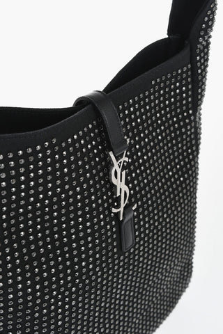 Borsa a Spalla in Tessuto con Strass All-Over