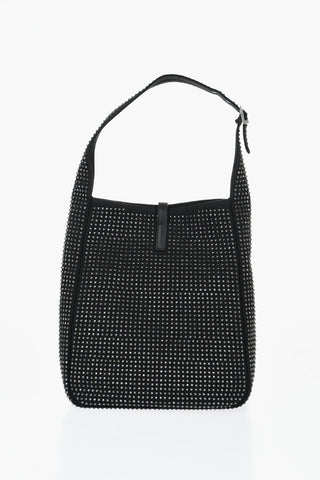 Borsa a Spalla in Tessuto con Strass All-Over