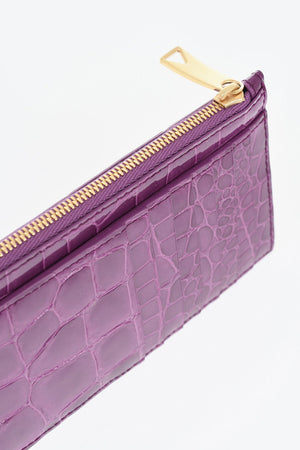 Woven Crocodile-Effect Leather Cardholder