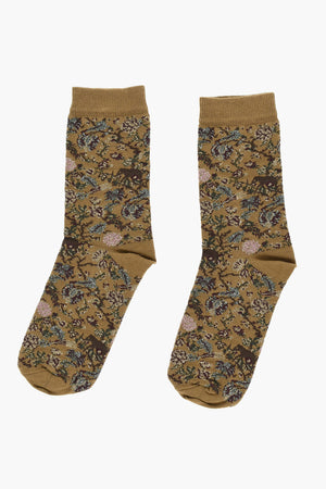 Calzini in Misto Cotone con Motivo Floreale Lurex