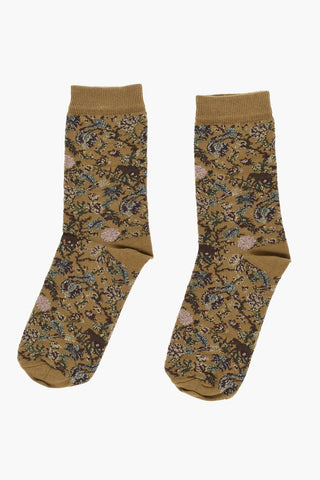 Calzini in Misto Cotone con Motivo Floreale Lurex