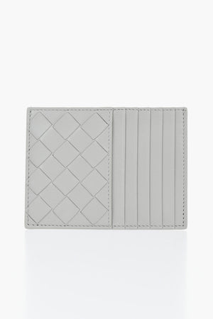 Woven Leather Cardholder with Zip Closure