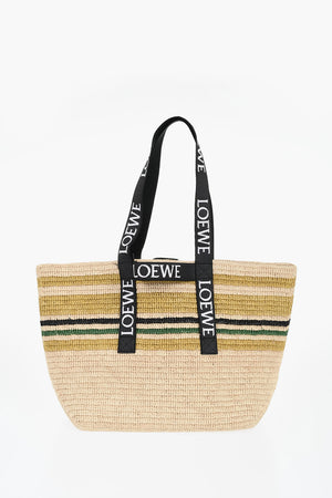 Striped Raffia Tote Bag