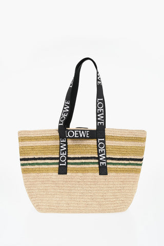Striped Raffia Tote Bag