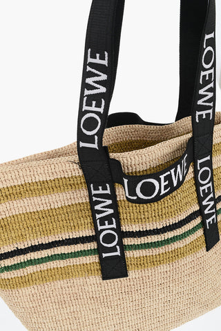 Striped Raffia Tote Bag