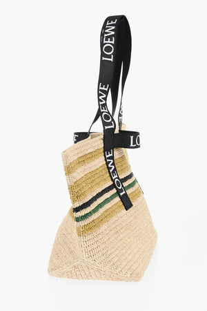 Striped Raffia Tote Bag