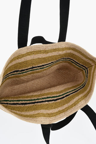 Striped Raffia Tote Bag