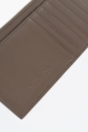 Woven Leather Cardholder with Zip Closure