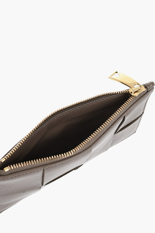 Portacarte in Pelle Intrecciata con Chiusura a Zip