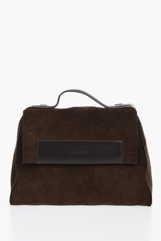 Suede Business Bag with Jewel Handle