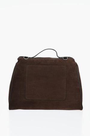 Suede Business Bag with Jewel Handle