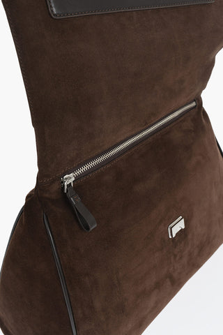 Suede Business Bag with Jewel Handle
