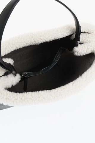 Borsa Tote in Pelle con Dettaglio in Shearling
