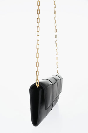 Portafogli in Pelle Intrecciata con Tracolla Chain