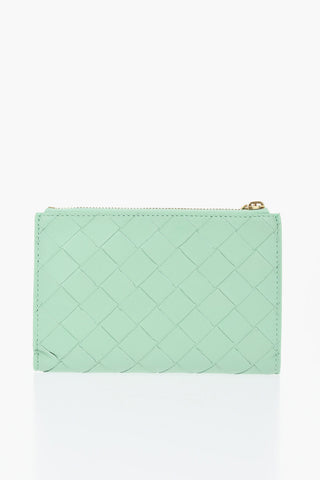 Woven Leather Wallet with Zip Closure