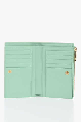 Woven Leather Wallet with Zip Closure