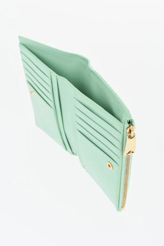 Woven Leather Wallet with Zip Closure