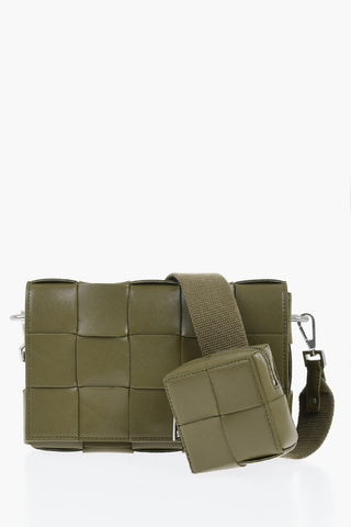 Woven Leather Crossbody Bag with Coin Pocket