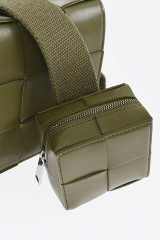 Woven Leather Crossbody Bag with Coin Pocket