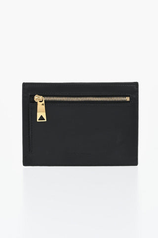 Portacarte in Pelle Intrecciata con Chiusura a Zip