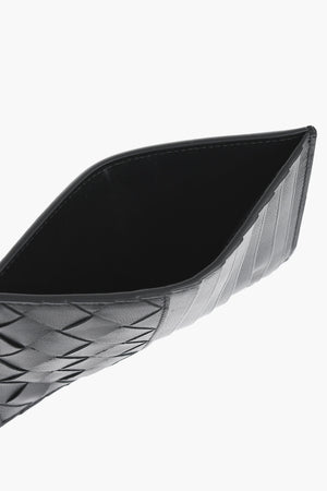 Woven Leather Cardholder with Zip Closure