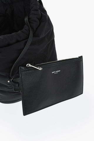 Nylon Bucket Bag with Embossed Logo and Coin Pouch