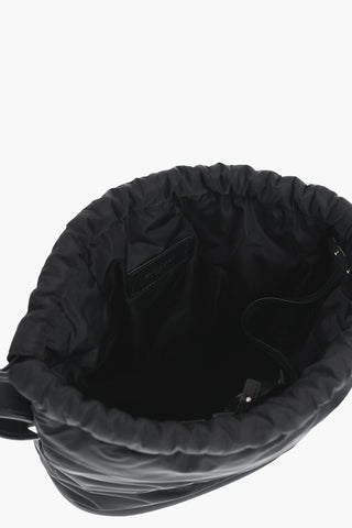 Nylon Bucket Bag with Embossed Logo and Coin Pouch