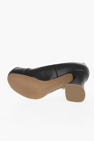 Pumps mit Knöchelriemen GROOVE aus Eco-Leder mit goldfarbenem Kettendetail 8,5cm