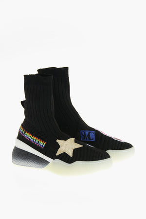 Sneakers Sock in Tessuto Traforato con Patch