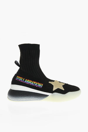 Sneakers Sock in Tessuto Traforato con Patch