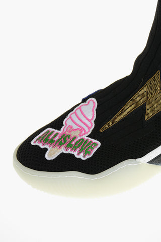 Sock-Sneakers aus perforiertem Gewebe mit Patch